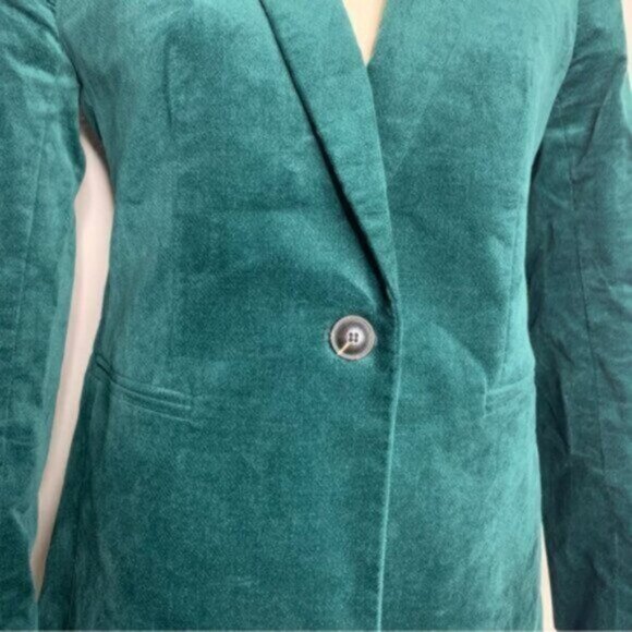 J. Crew Green Velveteen Single Breasted One-Button Blazer - Picture 9 of 14